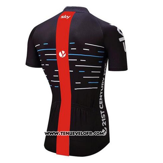2018 Maillot Ciclismo Sky Noir et Rouge Manches Courtes et Cuissard